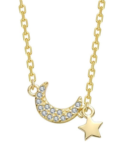 Rachel Glauber Metallic 14K Plated Cz Pendant Necklace
