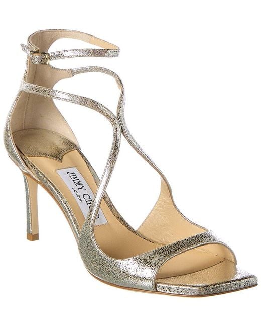 Jimmy Choo Metallic Azia 75 Glitter Leather Sandal
