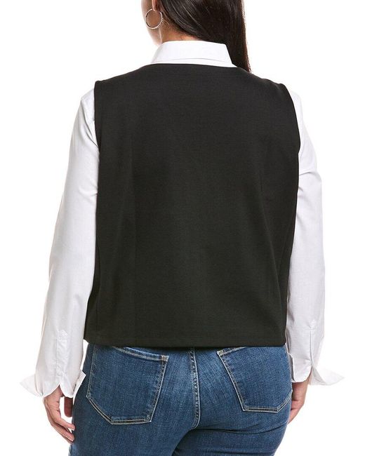 Eileen Fisher Black Plus Button Vest