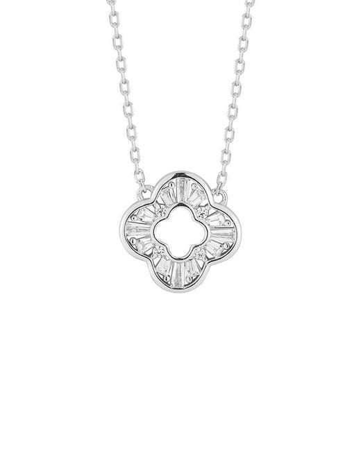 Glaze Jewelry White Cz Open Clover Necklace