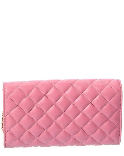 Versace Pink Iconic Leather Wallet On Chain