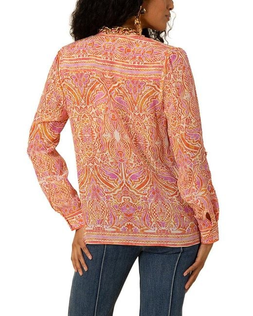 Hale Bob Orange Silk Yaretzi Blouse