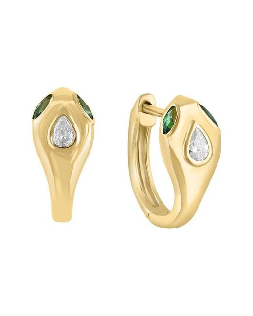 Effy Fine Jewelry Metallic 14K 0.29 Ct. Tw. Diamond & Tsavorite Earrings