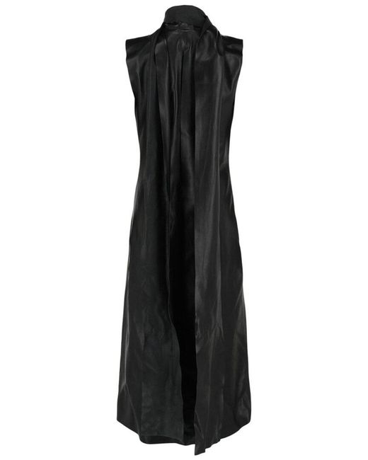 Givenchy Black Lavalliere Leather Midi Dress