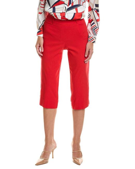 Jones New York Red Cropped Wide Leg Pedal Pusher Pant
