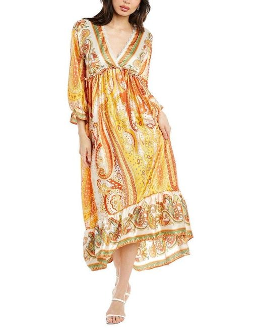 ANNA KAY Satin Midi Dress in Yellow | Lyst