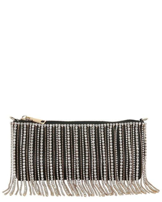 Badgley Mischka Gray Piper Leather Clutch