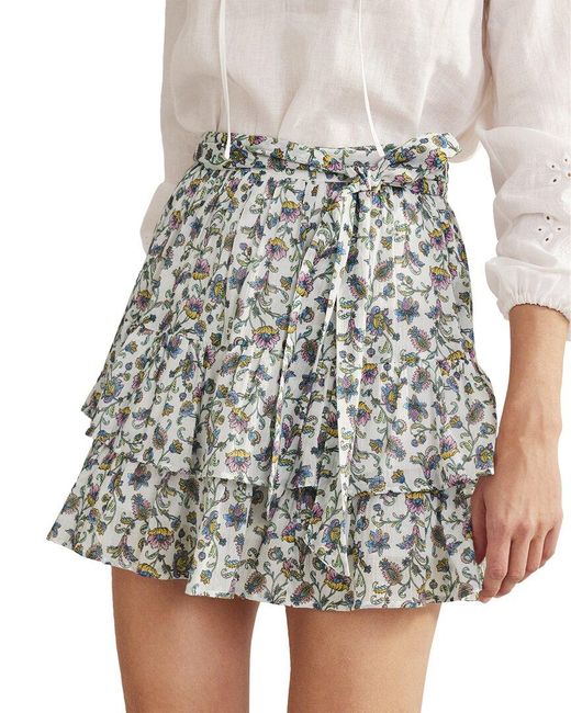 Boden White Tie Waist Crinkle Mini Skirt