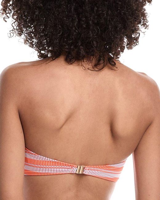MILLY Pink Stripe Knot Bandeau Bikini Top