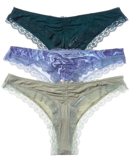 Honeydew Intimates Blue Set Of 3 Willow Thong
