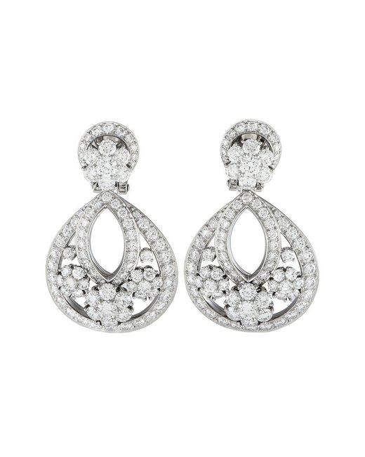 Van Cleef & Arpels Metallic Platinum 6.71 Ct. Tw. Diamond Snowflake Earrings (Authentic Pre-Owned)