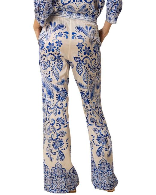 Hale Bob Blue Frankie Silk-Blend Pant