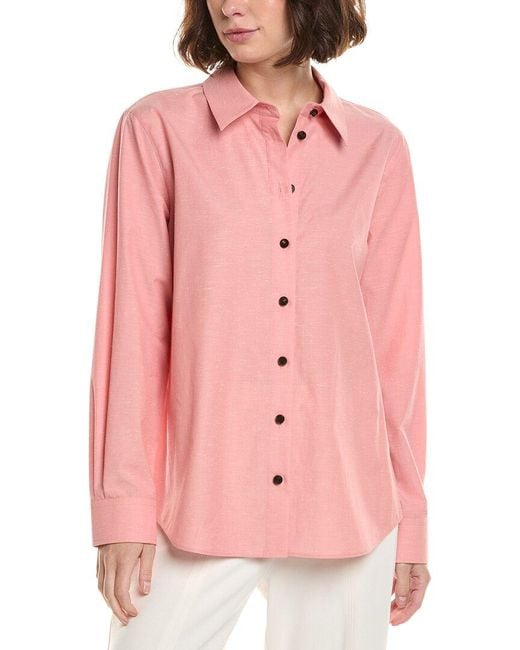 Lafayette 148 New York Pink Solid Button Shirt