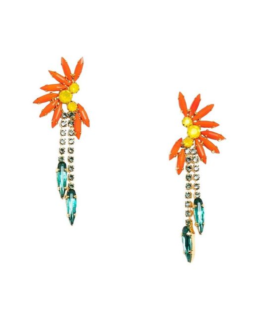 Elizabeth Cole Orange 24k Plated Dangle Earrings