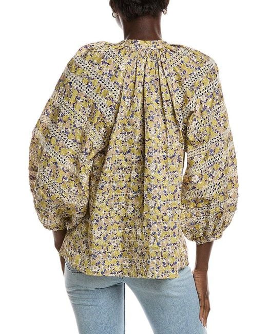 Maje Yellow Embroidered Top