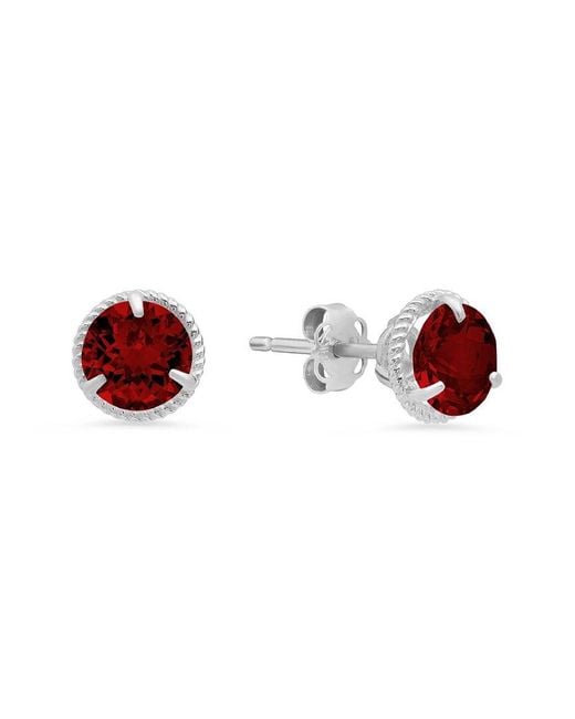 MaxColor Red 14K 1.60 Ct. Tw. Garnet Halo Studs