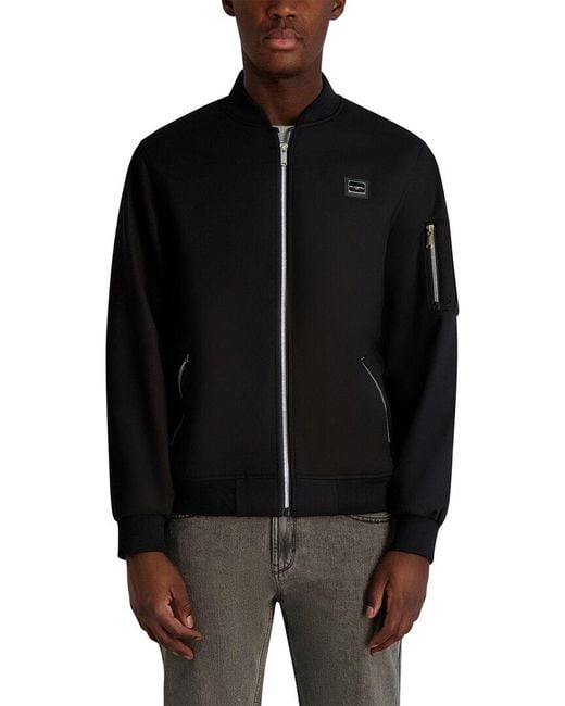 Karl Lagerfeld Black Ripstop Arm Pocket Bomber Jacket for men