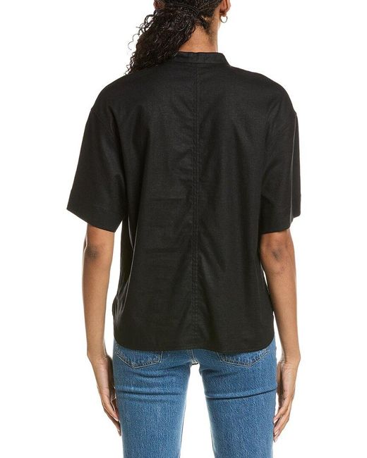 Vince Black Linen-Blend Top