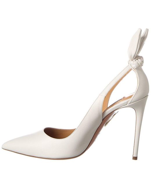 Aquazzura White Bow Tie 105 Leather Pump