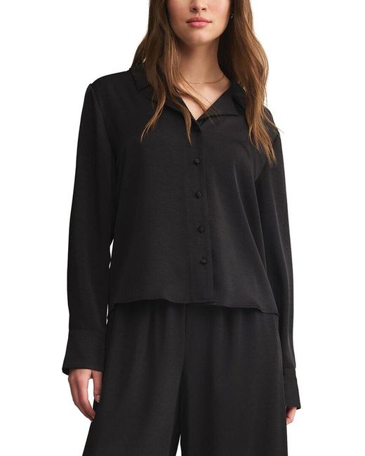 Z Supply Black Ana Satin Top
