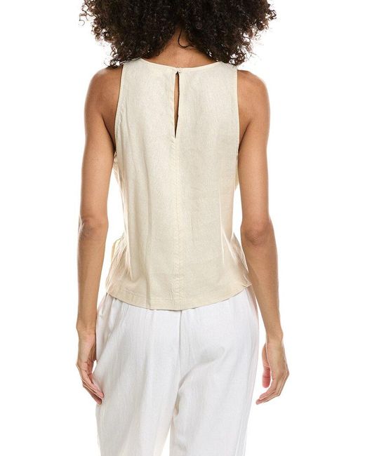 Max Studio White Tie Back Halter Linen-Blend Top