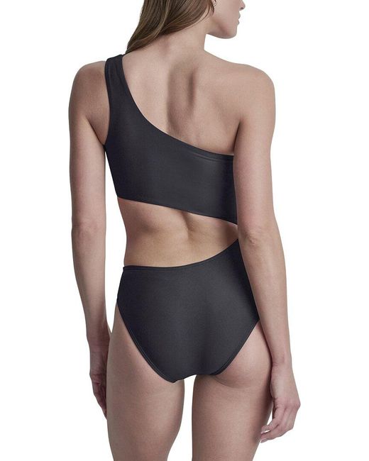 DKNY Black One Shoulder Swimsuit With Cutout