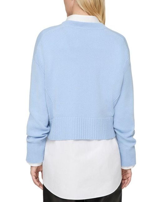 Lafayette 148 New York Blue Cropped Cashmere Sweater