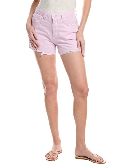 L'Agence Pink Frayed Short