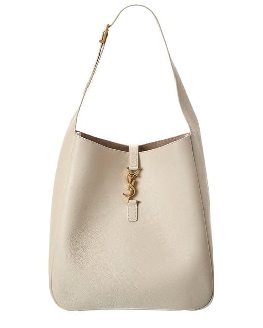 Saint Laurent White Le 5 A 7 Supple Large Leather Hobo Bag