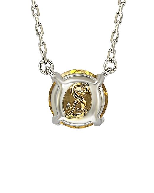 Suzy Levian White Silver 0.02 Ct. Tw. Diamond & Sapphire Necklace