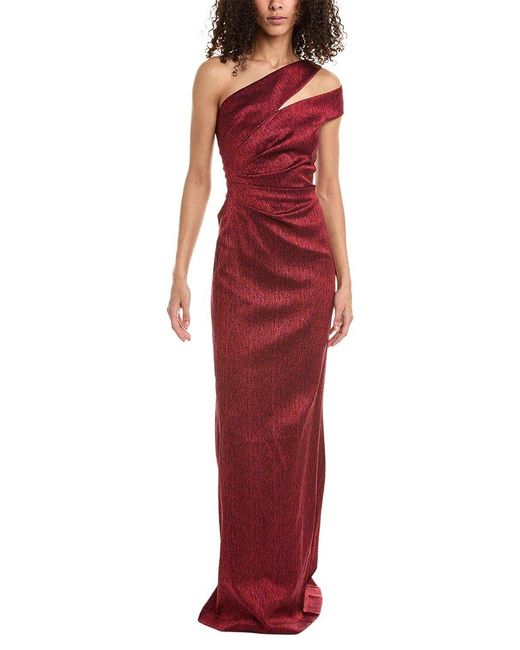 Teri Jon Red One-shoulder Gown