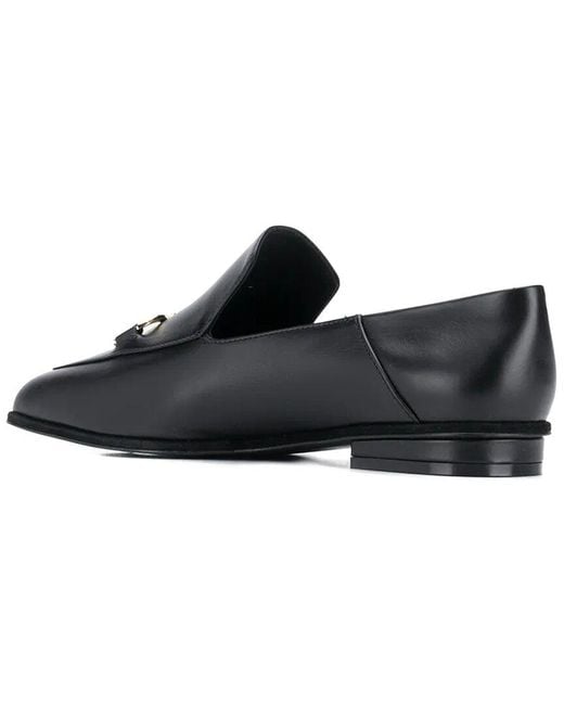 Ferragamo Black Square Toe Leather Loafer