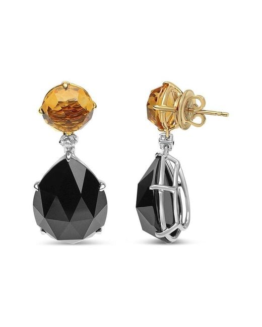 Haus of Brilliance Black Colorful Gemstones 18K Rose 40.12 Ct. Tw. Diamond & Gemstone Dangle Earrings