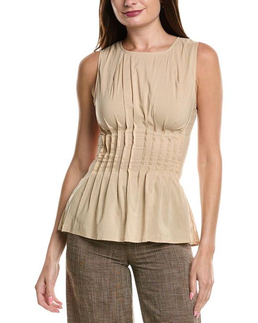 WeWoreWhat Natural Pleated Peplum Top