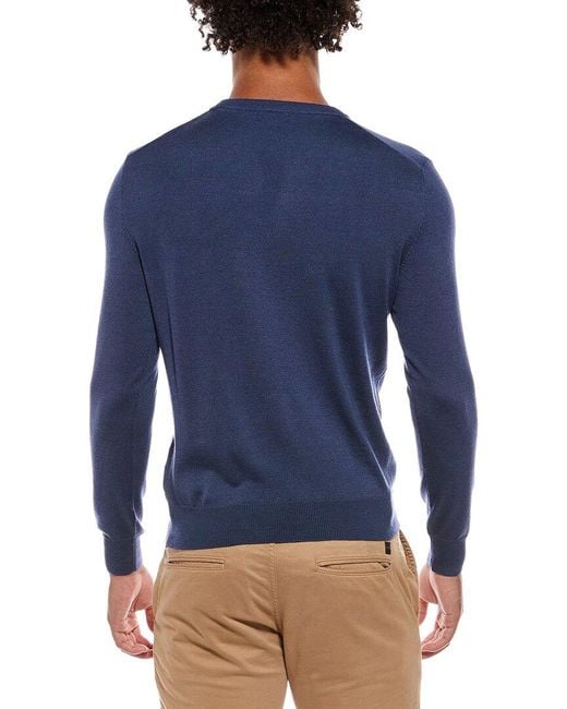 Isaia Blue The Lightweight Crewneck Wool, Silk & Cashmere-Blend Sweater for men
