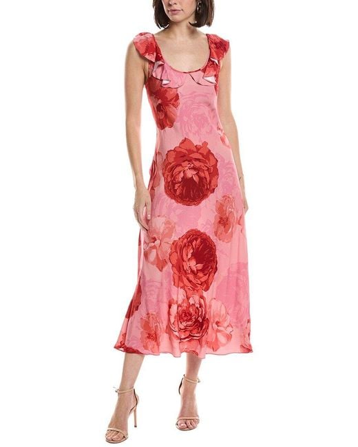 MILLY Red Scarlett Midi Dress