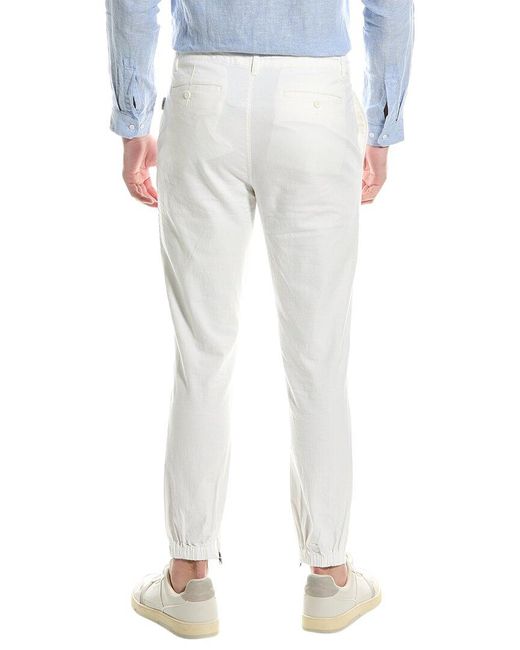 Onia White Stretch Linen-blend Traveler Pant for men