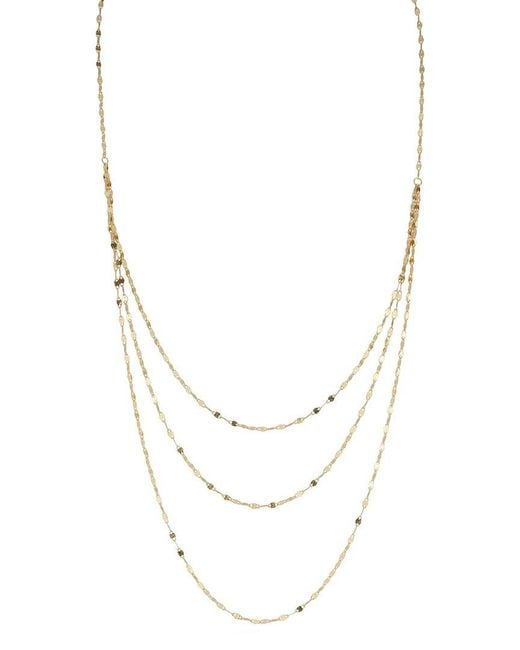Italian Gold White 14K Triple Layer Mirror Chain Necklace
