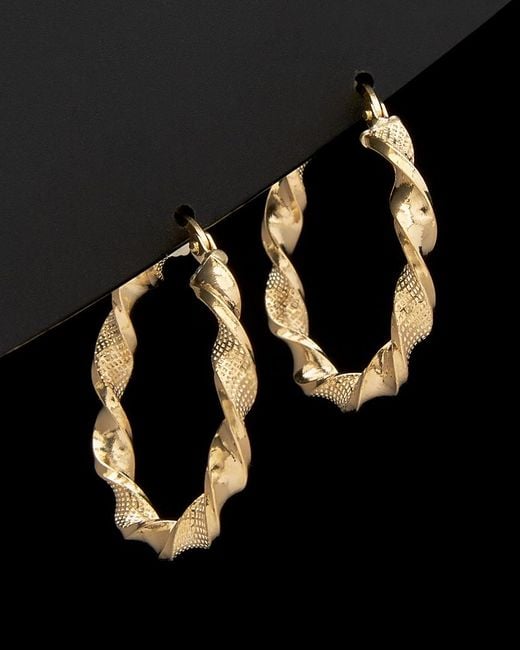 Italian Gold Black 18k Twist Hoops