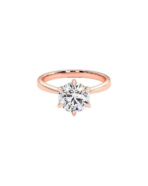Lab Grown Diamonds White 14K Rose 3.14 Ct. Tw. Lab-Grown Diamond Ring