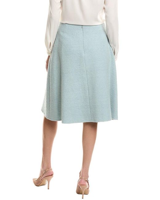 Oscar de la Renta Blue Silk-Lined Wool-Blend Tweed Skirt