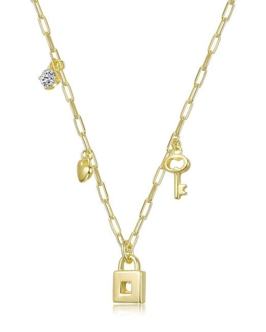 Rachel Glauber Metallic 14K Plated Cz Heart Necklace