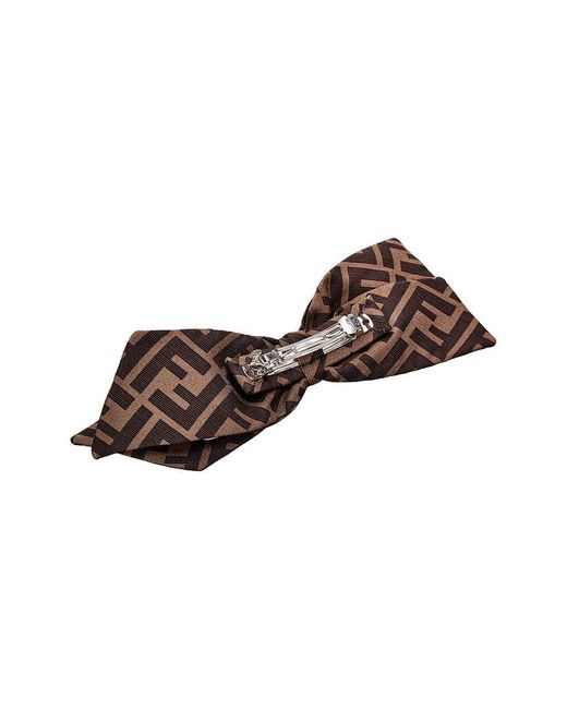 Fendi Brown Ff Silk Hair Clip
