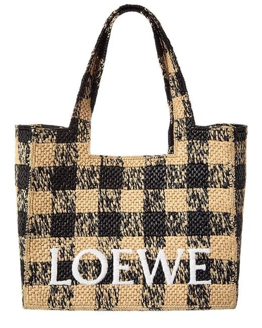 Loewe Brown Font Large Raffia Tote