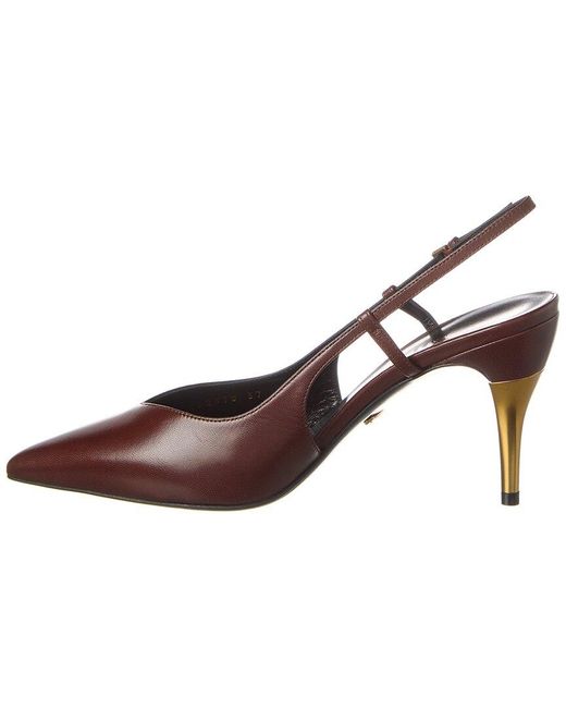 Gucci Brown Leather Slingback Pump