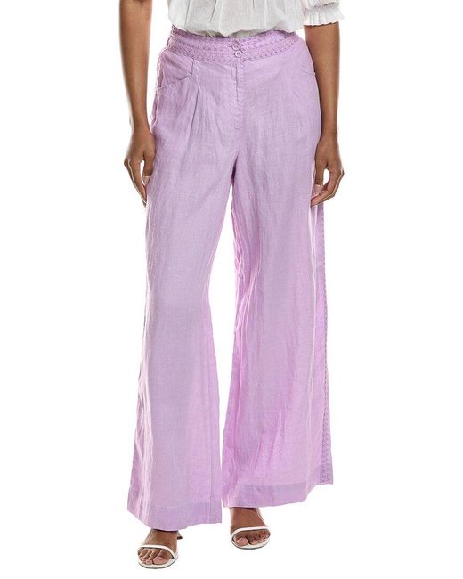 Johnny Was Purple Linen Wide Leg Pant