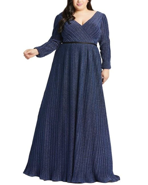 Mac Duggal Blue Plus Shimmering Evening Gown