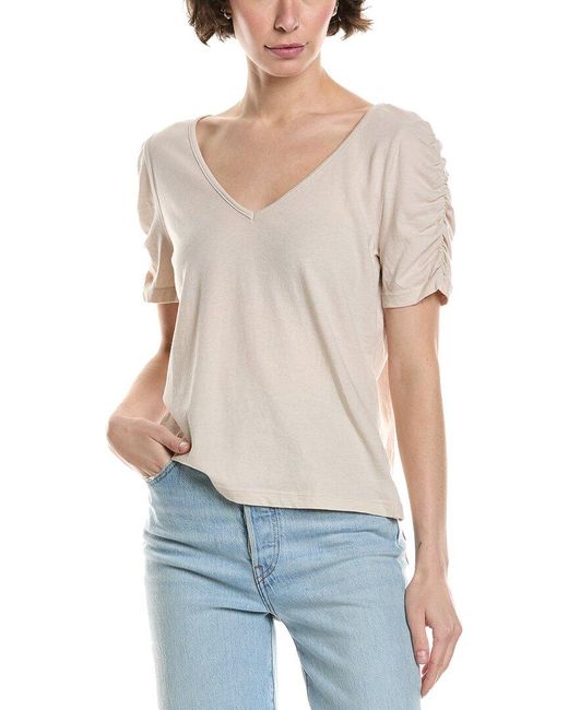 Michael Stars Blue Josie Ruched Sleeve T-Shirt