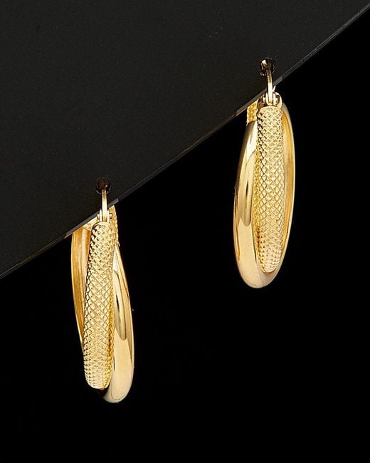 Italian Gold Black 18K Double Hoops