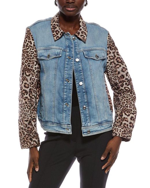Marc Cain Blue Mixed Media Jacket